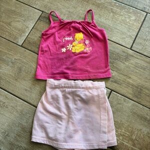 Y2K vintage Winnie the Pooh pink tank/skort set girls size 4T